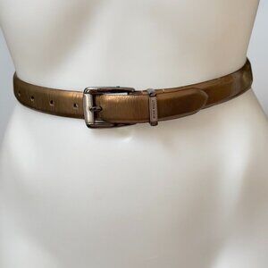 NINE WEST Belt Women's Bronze Metallic Vinyl Outer Faux Leather Inner Size L